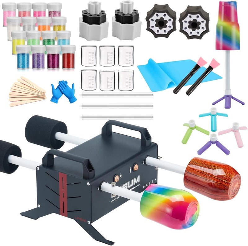 LFSUM 4X Cup Turner for Crafts Tumbler,Tumbler Cup Spinner,Glitter Powder,Epoxy Resin kit for Tumblers for Beginners with Epoxy and Heat (4X-Cup-Black) - Image 1